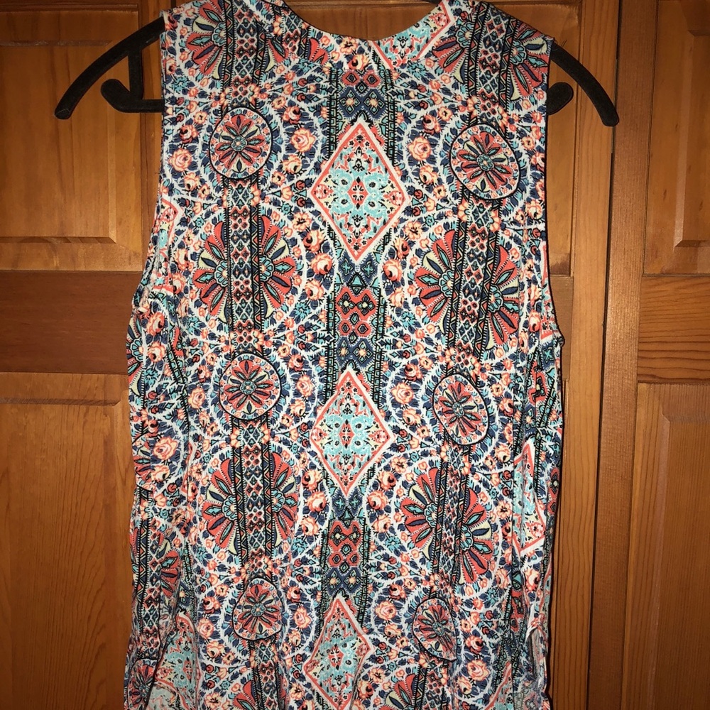 High low printed top